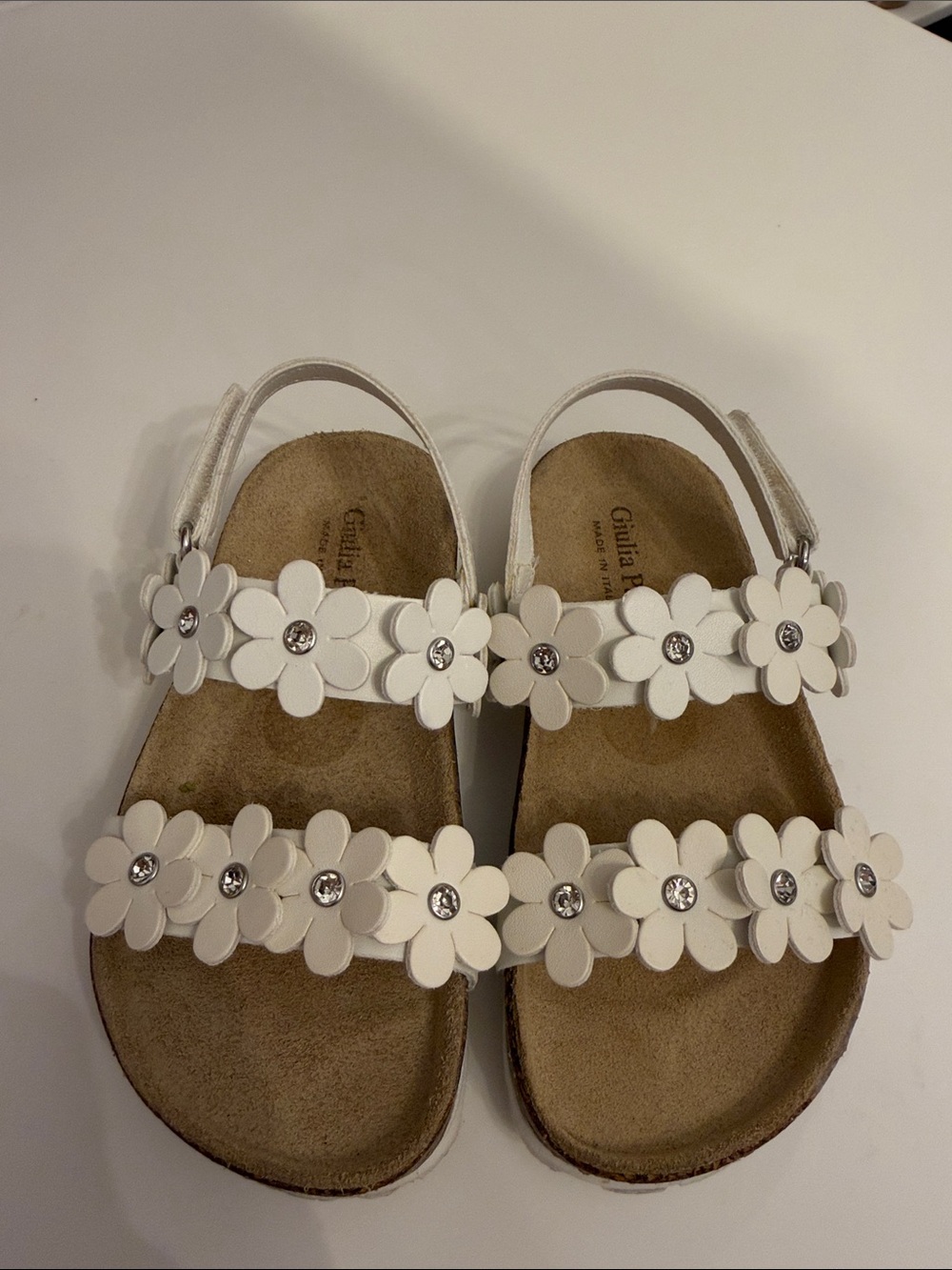 Giulia Palai Kids White Floral Sandals